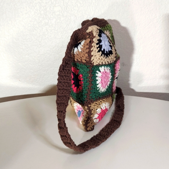 Crochet Handmade Multicolor Granny Square Open Knit Crossbody Bag Lot - Picture 3 of 15